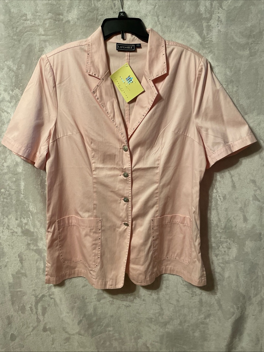 NWT Lafei Nier Pink Short-Sleeve Button-Down Shirt 23” pit to pit
